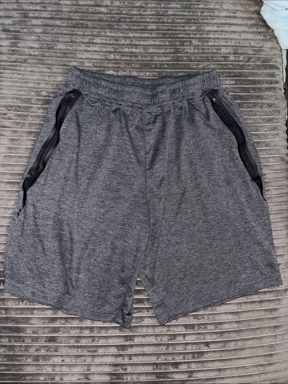 Men's Athletic Heather Gray Performance Shorts with Zipper Pockets